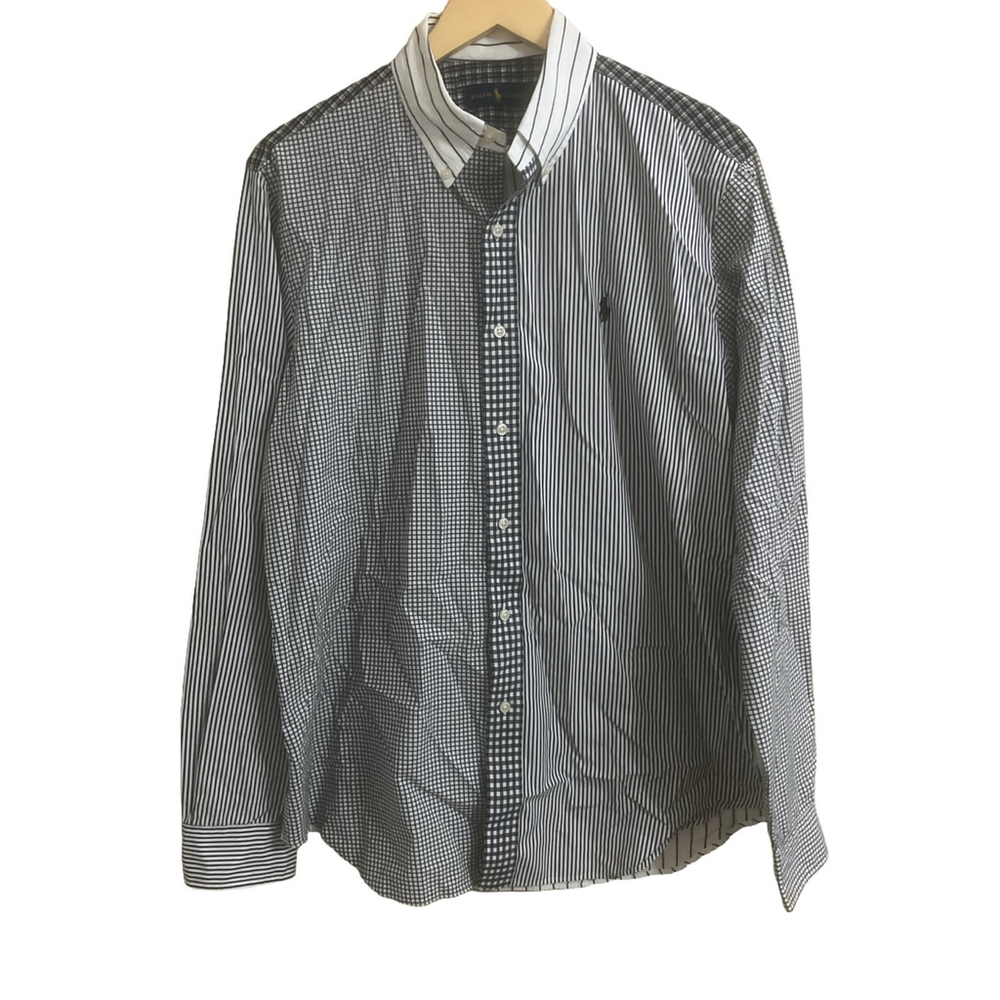 Ralph Lauren Men’s Large Navy striped button up shirt